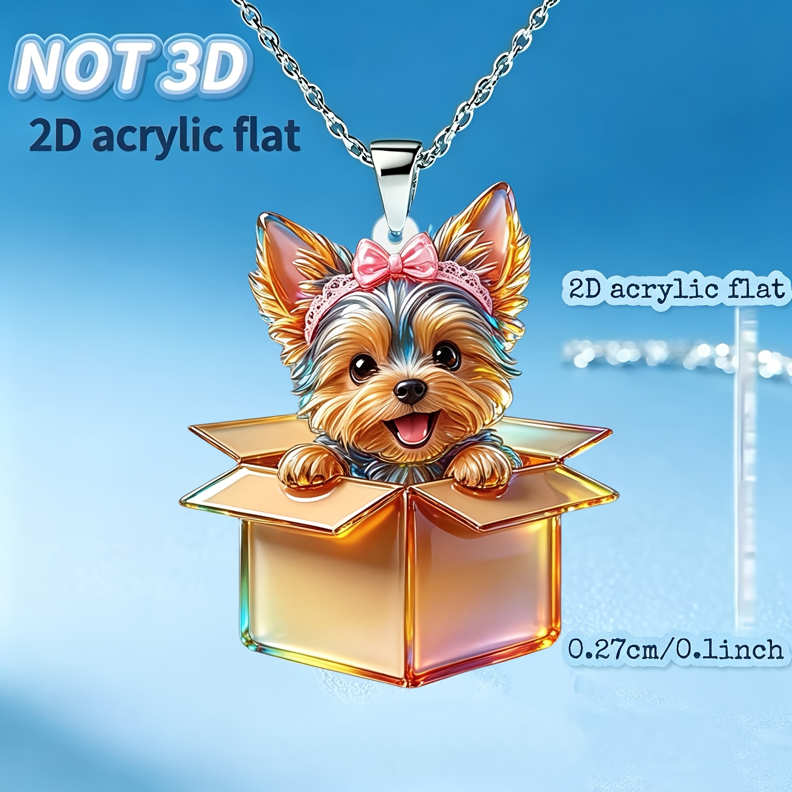 Women's Yorkshire Terrier in a Box Acrylic Pendant Necklace
